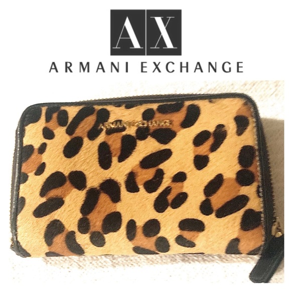 Armani Exchange Handbags - Armani Exchange Calf Hair Brown Leopard Wallet
